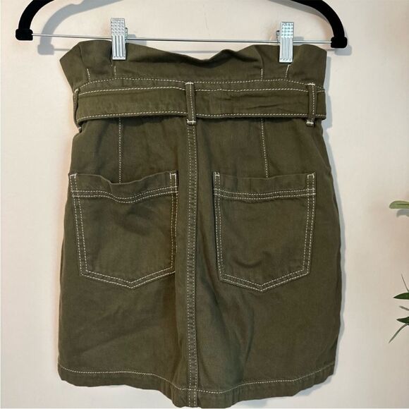 Free People Splendor in the Grass Army Green Mini Skirt Size 2 - Picture 6 of 8